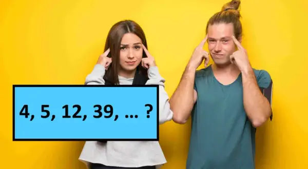 Para zamyślona nad zagadką matematyczną: 4, 5, 12, 39, ...? Jaki będzie następny element tego ciągu?