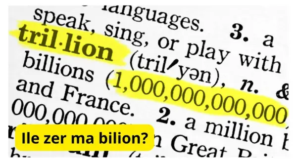 Ile zer ma bilion? Słowo "trillion" oznacza 1,000,000,000,000.