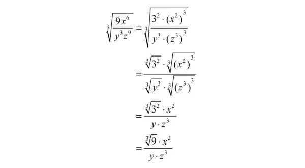 Matematyczne działania na pierwiastkach, upraszczające wyrażenie z potęgami i pierwiastkami sześciennymi.