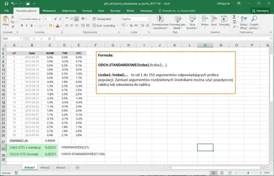 Excel - Odchylenie standardowe - Jak liczyć i rozumieć?