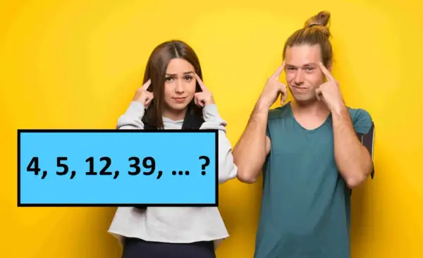 Para zamyślona nad zagadką matematyczną: 4, 5, 12, 39, ...? Jaki będzie następny element tego ciągu?